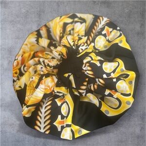 Yellow and Black Patterned Hair Bonnet